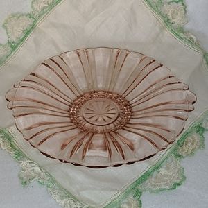 VINTAGE Pink Depression Glass Trinket Bowl